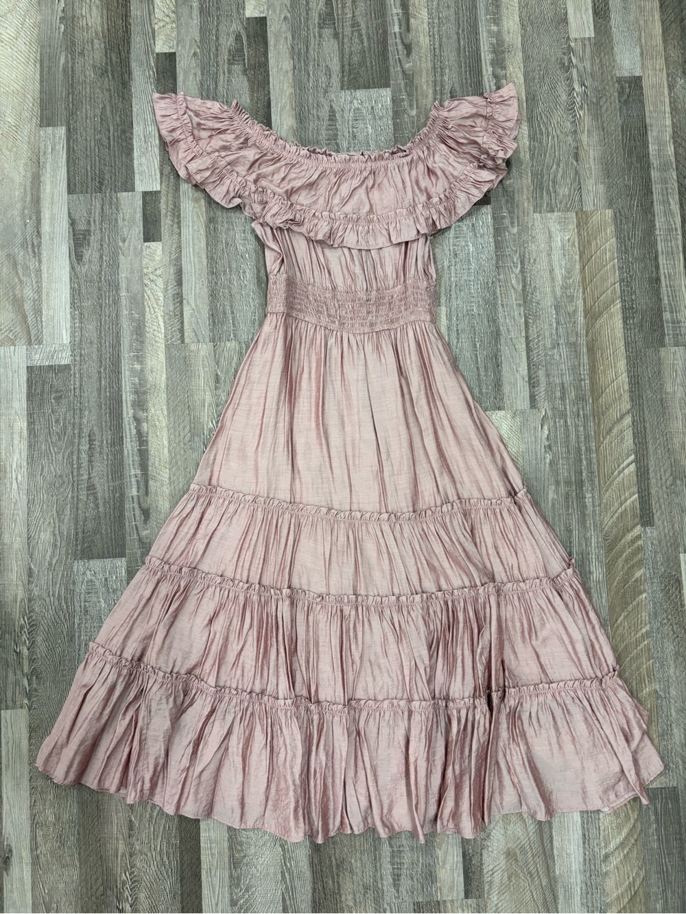 The Clothing Company Off-Shoulder Ruffle Tiered Maxi Dress - Dusty Rose Small​ - Picture 2 of 4